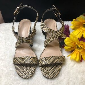 Kelly & Katie Adjustable Cross Strap, Woven Fabric Block Heel Shoes 10M